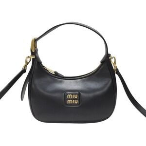 Miu Miu hobo shoulder leather handbag Miu bag black